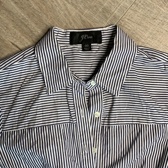 J Crew Striped Button Front Tie Waist Shirt Dress - Picture 4 of 13